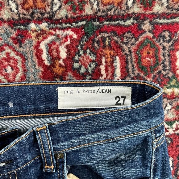 Rag & Bone Denim Stretch Distressed dre Jeans Raw Hem Size 27 Blue - Picture 7 of 8